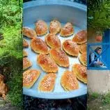 ببینید| غذای روستایی در ایران؛ پخت پیراشکی گوشت در کلبه ای در جنگل