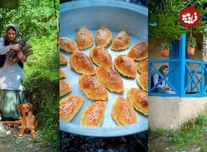 ببینید| غذای روستایی در ایران؛ پخت پیراشکی گوشت در کلبه ای در جنگل