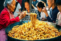 ببینید؛ غذای خیابانی در چین؛ پخت نودل سرخ شده توسط زوج مسن در نانینگ