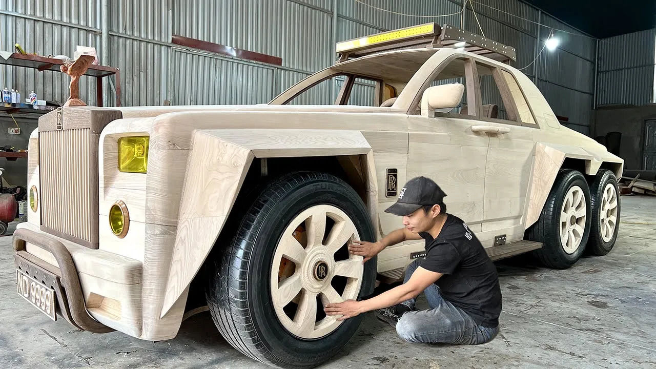 (ویدئو) نمایی دیدنی از ساخت یک خودروی رولز رویس چوبی توسط هنرمند چینی 