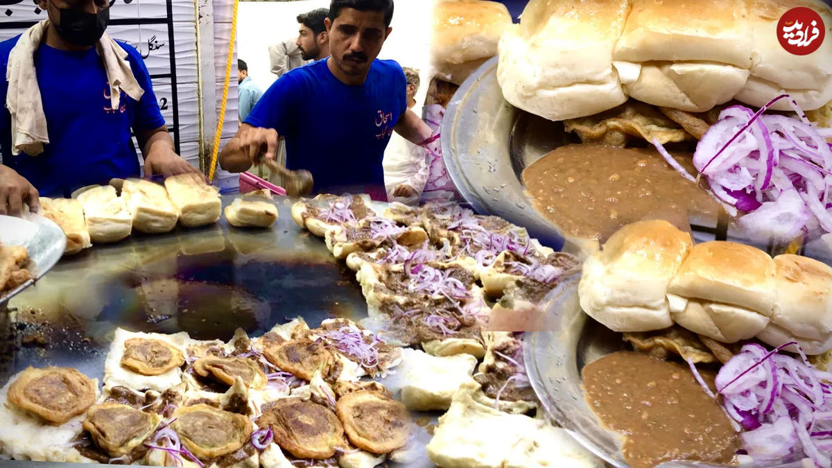 (ویدئو) غذای خیابانی در پاکستان؛ پخت برگر متفاوت با تخم مرغ در کراچی 