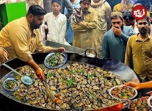 ببینید؛ غذای خیابانی در پاکستان؛ پخت غذای محبوب جگر سرخ شده با فلفل در کراچی
