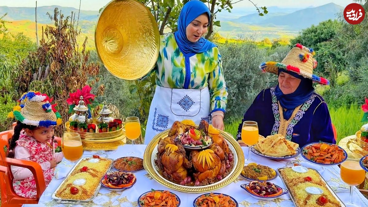 ببینید؛ غذای روستایی در مراکش؛ پخت یک غذای با مرغ در طبیعت