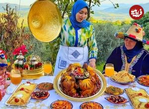 ببینید؛ غذای روستایی در مراکش؛ پخت یک غذای با مرغ در طبیعت