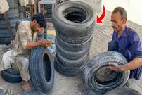 (ویدئو) مهارت عجیب دو استاد پاکستانی در نوسازی لاستیک های کهنه خودرو