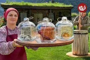 ببینید؛ غذای روستایی در آذربایجان؛ تهیه کره سنتی و پخت استیک در روستایی زیبا