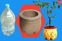 ببینید| آموزش ساخت یک گلدان زیبا با سیمان و بطری پلاستیکی
