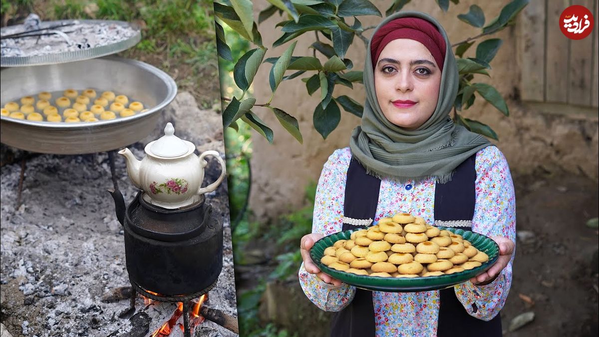ببینید؛ غذای روستایی در ایران؛ پخت شیرینی سنتی در روستایی جنگلی