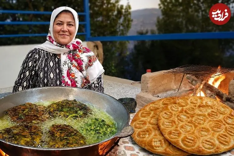 ببینید| غذای روستایی در ایران؛ پخت نان سنتی و کوکو سبزی در روستایی کوهستانی