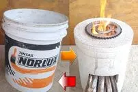 ببینید؛ نحوه ساخت یک اجاق هیزمی ساده با سطل رنگ و سیمان به روش استاد مکزیکی