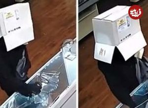 (ویدئو) ابتکار یک دزد برای سرقت از موبایل فروشی با کارتن