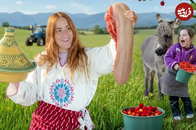 ببینید| غذای روستایی در مراکش؛ برداشت توت وحشی و پخت خوراک زبان گاو