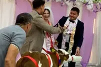 ببینید| هدیه متفاوت دوستان به داماد در جشن عروسی؛ یک گوساله!