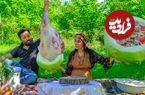ببینید؛ غذای روستایی در آذربایجان؛ پخت یک غذای متفاوت با کلم، گوشت بره و سبزیجات در طبیعت