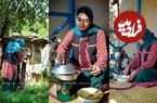 ببینید؛ غذای روستایی در ایران؛ پخت کیک سنتی با تابه در روستایی جنگلی