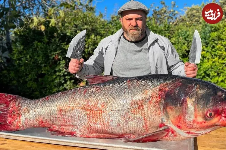ببینید| غذای روستایی در آذربایجان؛ کباب ماهی بزرگ شکم پر در میان نمک و در تنور