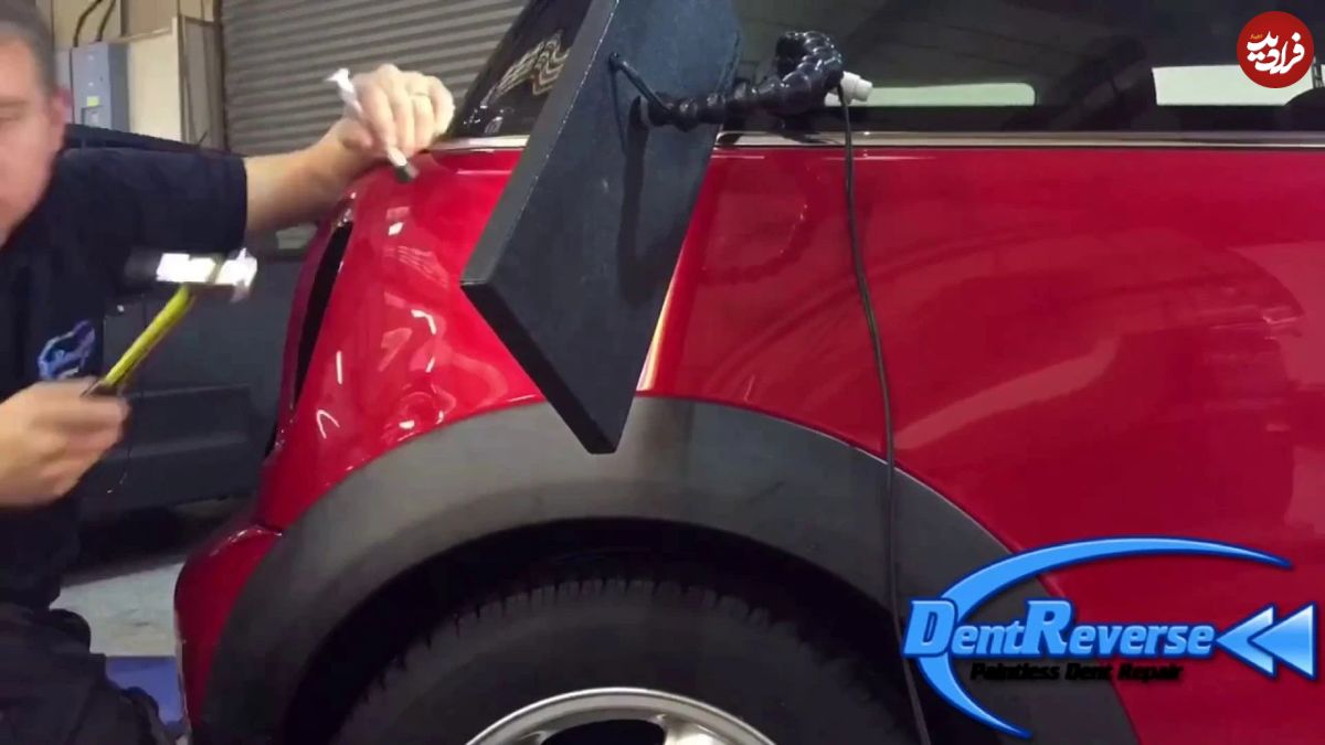 (ویدئو) مهارت خیره کننده مکانیک انگلیسی در رفع فرورفتگی خودرو بدون رنگ