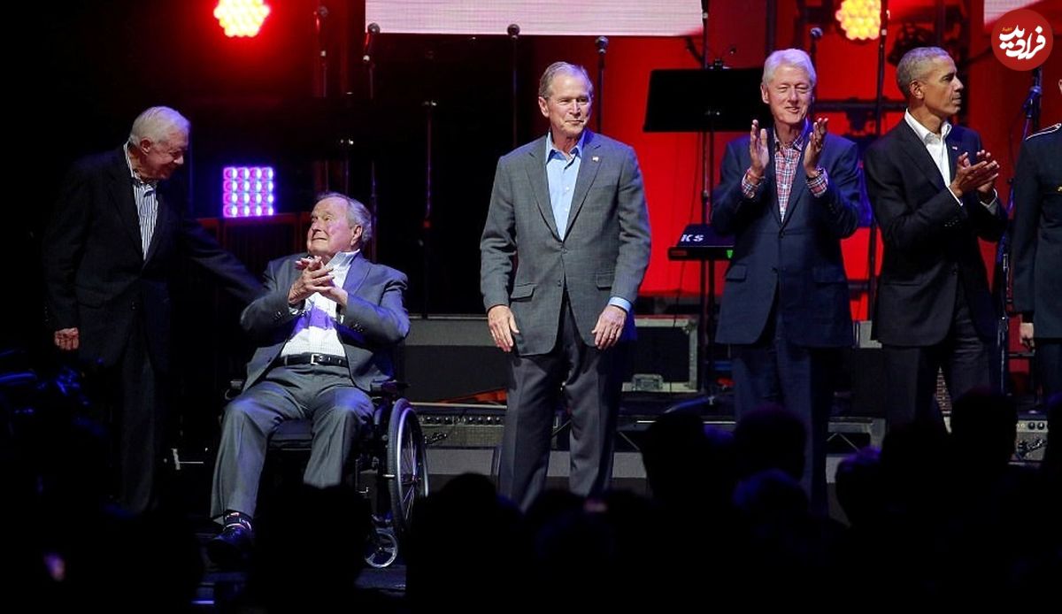 تصاویر/حضور ۵ رییس‌جمهور سابق آمریکا در یک کنسرت
