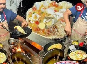 ببینید| غذای خیابانی در پاکستان؛ تهیه انواع املت در کراچی