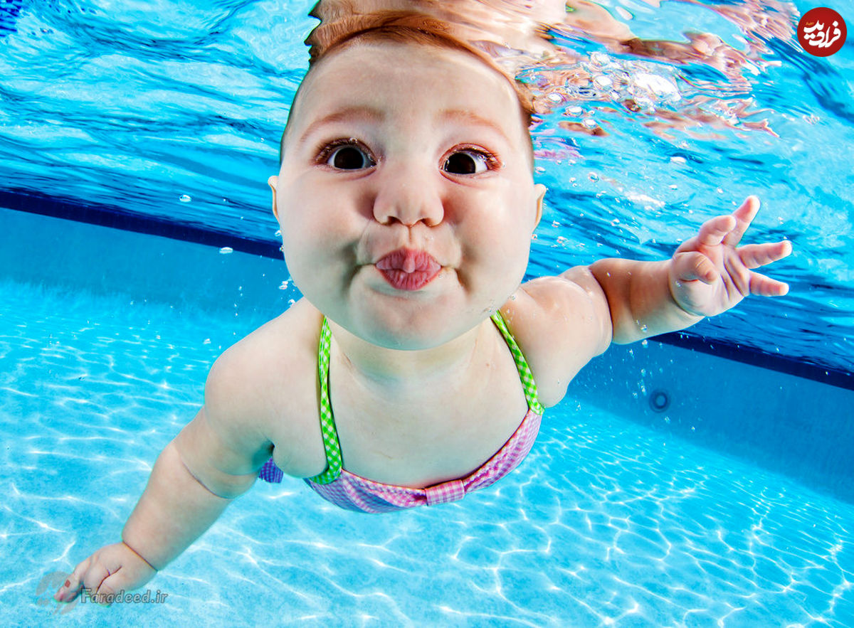 ویدیو/شنای فوق العاده عجیب یک نوزاد در استخر
