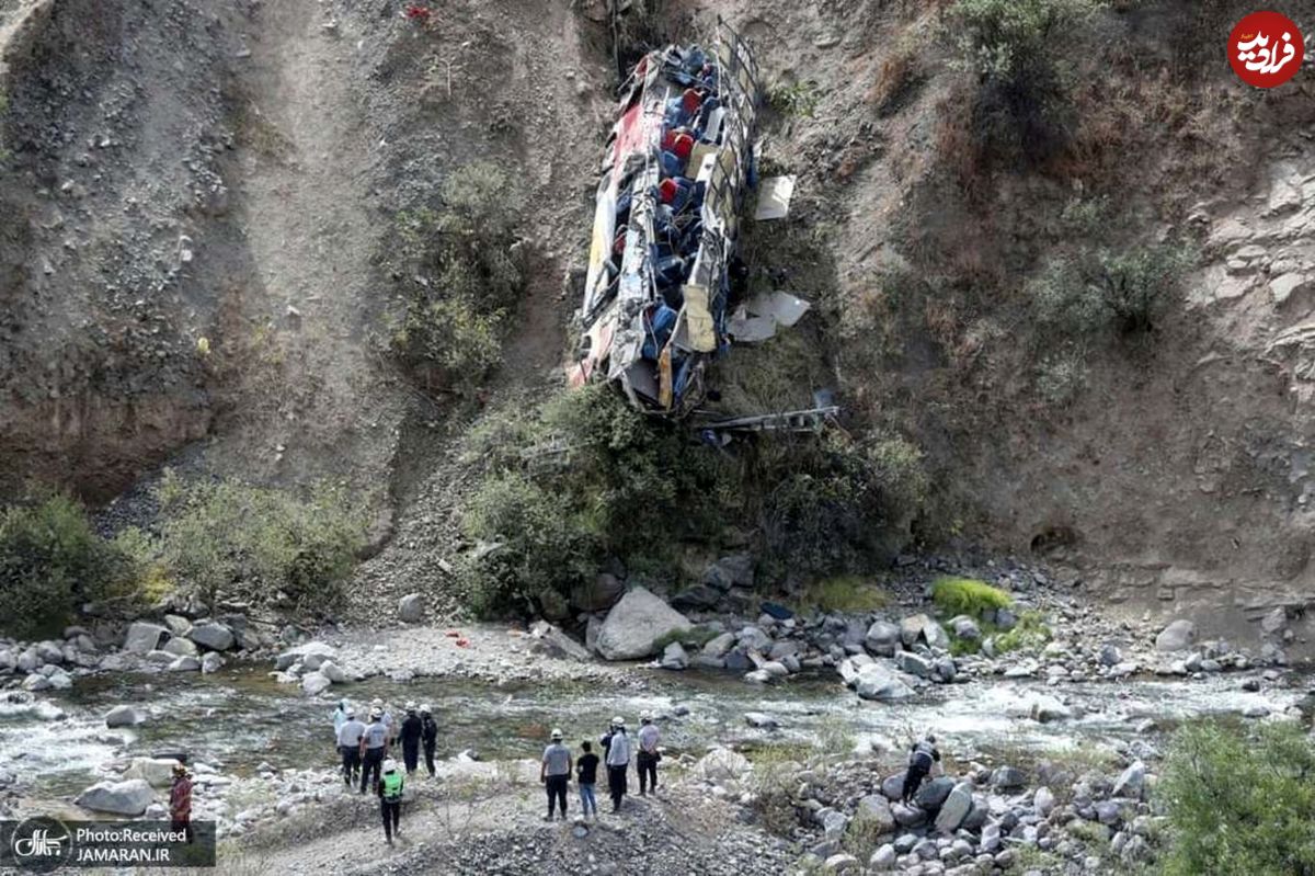 سقوط وحشتناک یک اتوبوس به دره