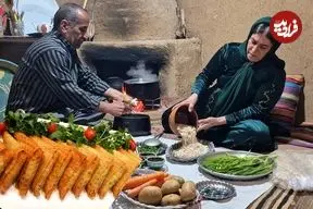 ببینید| غذای روستایی در ایران؛ تهیه سوپ سبزیجات و سمبوسه توسط زوج روستایی