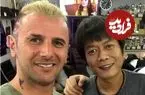 عکس| سفر زمان؛ «امین حیایی» و پسرش «دارا» در اتاق گریم فیلم «شعله‌ور»