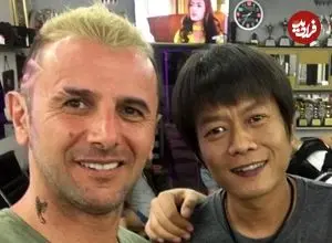 عکس| سفر زمان؛ «امین حیایی» و پسرش «دارا» در اتاق گریم فیلم «شعله‌ور»