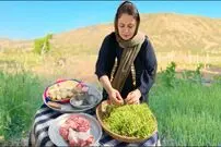 ببینید؛ غذای روستایی در ایران؛ پخت یک چلو گوشت متفاوت در طبیعت