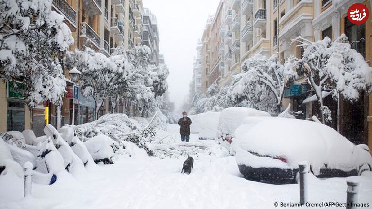 بارش برف در اسپانیا؛ بی‌سابقه در ۵۰ سال