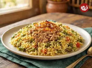 طرز تهیه لوبیاپلو با تن ماهی