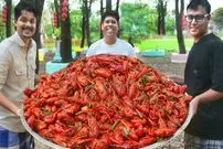 ببینید؛ غذای روستایی در هند؛ پخت یک غذای محلی و تند با خرچنگ