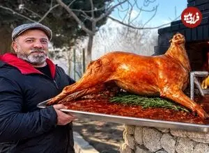 ببینید| غذای روستایی در آذربایجان؛ ساخت تنور و کباب کردن یک بره کامل در آن