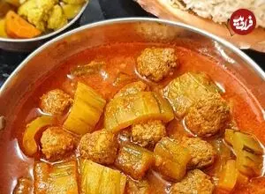 خورش خیار چنبر با گوشت قلقلی؛ طعم متفاوتی که عاشقش می‌شوید