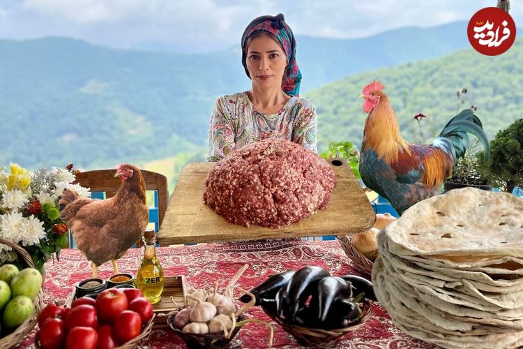ببینید؛ غذای روستایی در ایران؛ پخت کوفته و تهیه نان تافتون در تنور