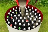 ببینید| یک ایده خلاقانه برای ساخت میز و صندلی با بطری پلاستیکی و سیمان