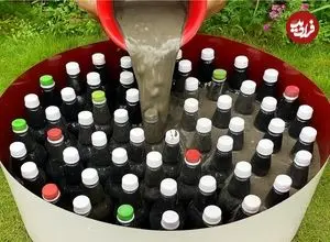 ببینید| یک ایده خلاقانه برای ساخت میز و صندلی با بطری پلاستیکی و سیمان