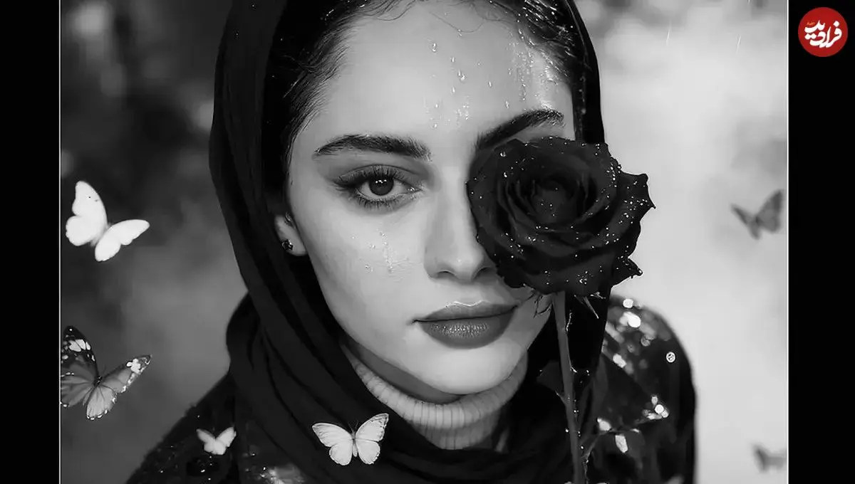 تصاویر؛ ترلان پروانه با تاج گل رز زرشکی در فوتوشوت جدید؛ تصاویر فانتزی بازیگر «بامداد خمار» با هوش مصنوعی!‌ 