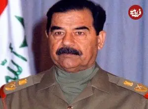 عکس| سفر در زمان؛ «صدام» در حال سخنرانی برای سربازانش در طول جنگ با ایران؛ سال 1365