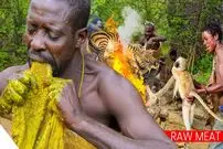 ببینید؛ غذای روستایی در تانزانیا؛ پخت خوراک گوشت به روش باستانی قبیله هادزابه