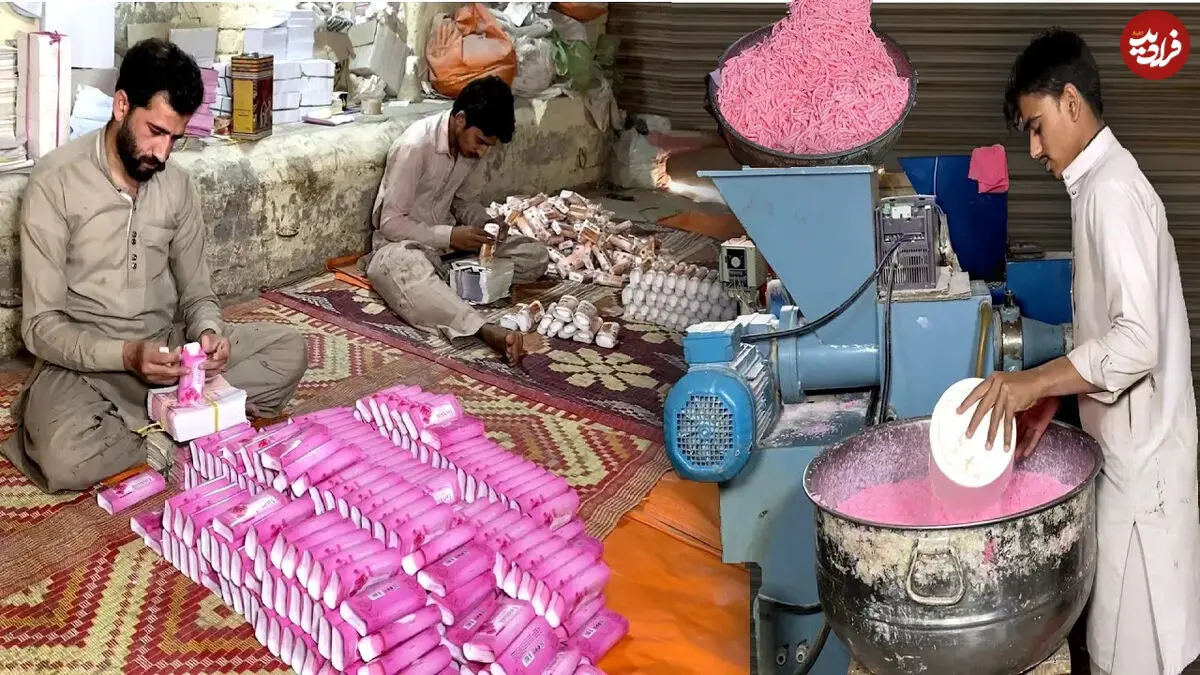 (ویدئو) نمایی نزدیک از مراحل ساخت صابون در کارگاه های پاکستان 
