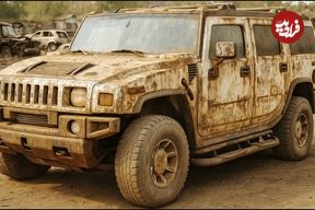 ببینید| مراحل جذاب بازسازی، تعمیر و رنگ آمیزی یک هامر افسانه ای زنگ زده  در چین