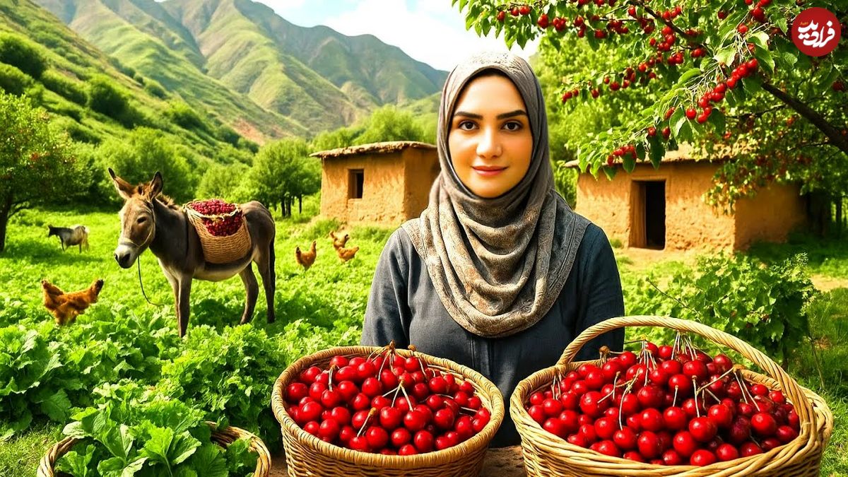 ببینید؛ غذای روستایی در ایران؛ خشک کردن زردآلو و پخت آلبالو پلو