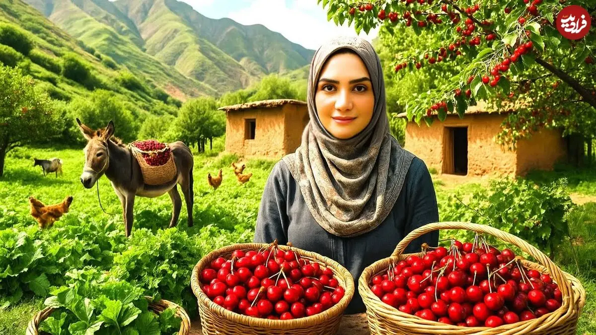 ببینید؛ غذای روستایی در ایران؛ خشک کردن زردآلو و پخت آلبالو پلو