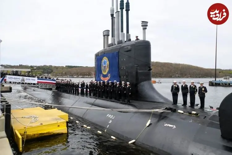 تصاویر| نیروی دریایی ایالات متحده زیردریایی هسته‌ای ۷,۸۰۰ تنی USS Idaho را به آب انداخت