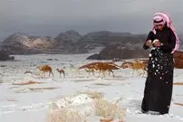 ببینید| رقص و اسکی با دشداشه عربستانی‌ها در برف