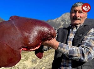 (ویدئو) طرز پخت واویشکای جگر گاو به روش خانواده روستایی مشهور آذربایجانی