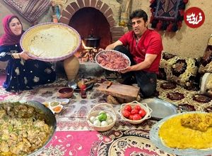 ببینید؛ غذای روستایی در ایران؛ پخت نان سنتی و یک غذا با جگر مرغ