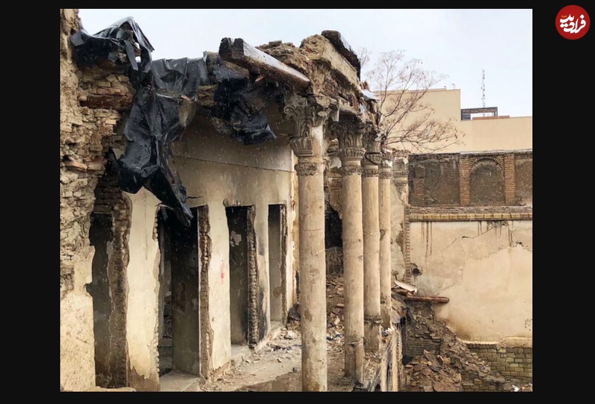 (تصاویر) تاج عمارت قاجاری «امینلشکر» فروریخت؛ ماجرا چه بود؟