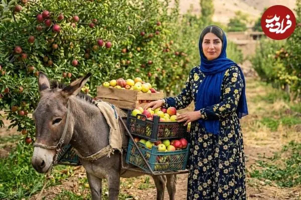 ببینید| غذای روستایی در ایران؛ پخت کیک با سیب های تازه باغ